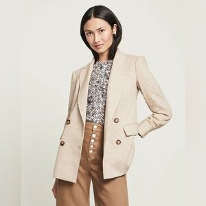 Veronica Beard Pyle Dickey Blazer Jacket Oatmeal Tweed Blazer Size 0